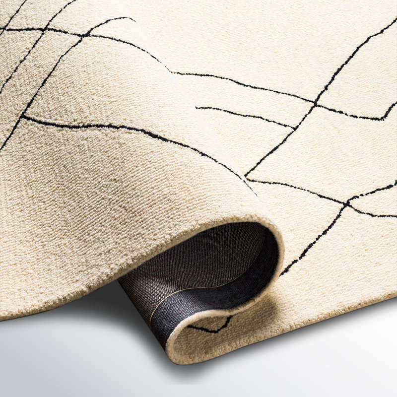 Tapis crème / noir en laine touffeté à la main Isla, Rectangle 9 pi x 12 pi