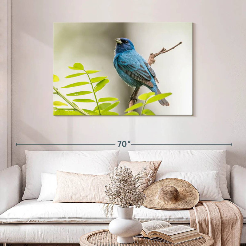 Brampt Indigo Bunting Bird, 30" H x 45" W