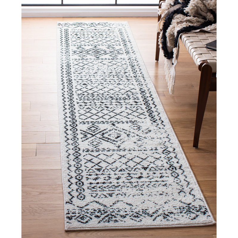 Tapis noir / ivoire Sturdevant Southwestern, Tapis de couloir 2 pi x 9 pi