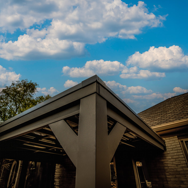 Stonebridge 12' x 9.5' Black Galvanized Steel Outdoor Gazebo