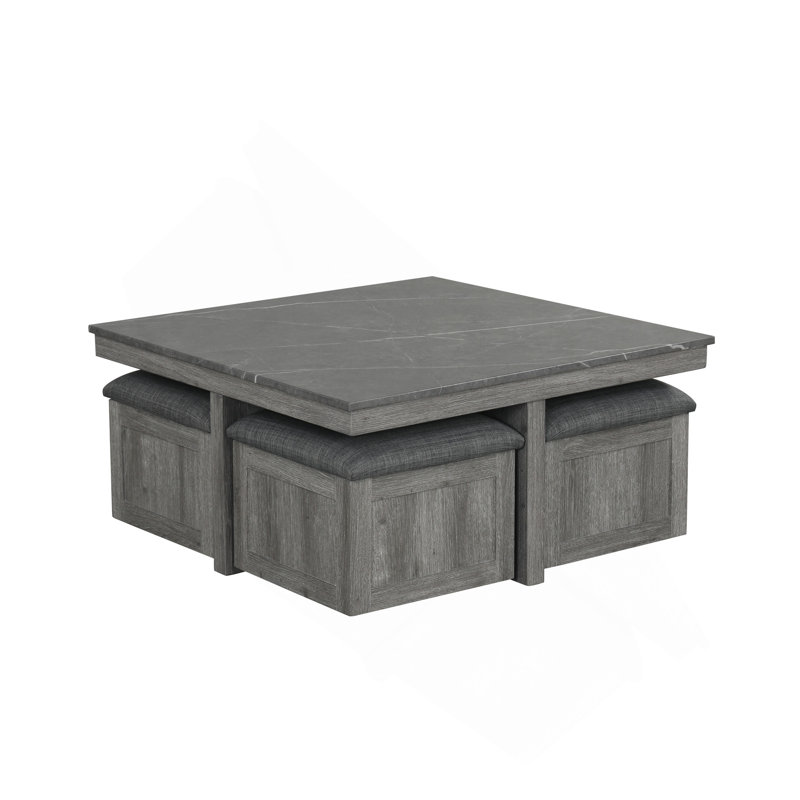 Ensemble de 5 tables basses grises 5 pièces Carré