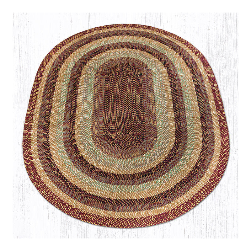 Earth Rug Burgundy/Gray/Cream Oval Braided Rug Rustic Farmhouse, 8'x11'