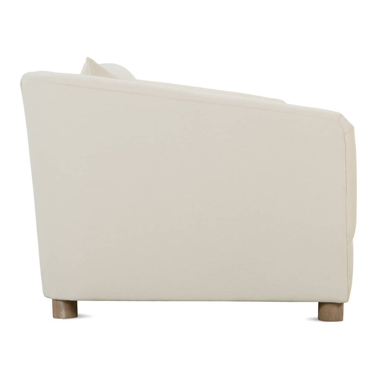 Kyndel Bench Cushion Sofa, Bone White Performance Velvet (BF100-43), Washed Oak, 30" H x 96" W x 40" D