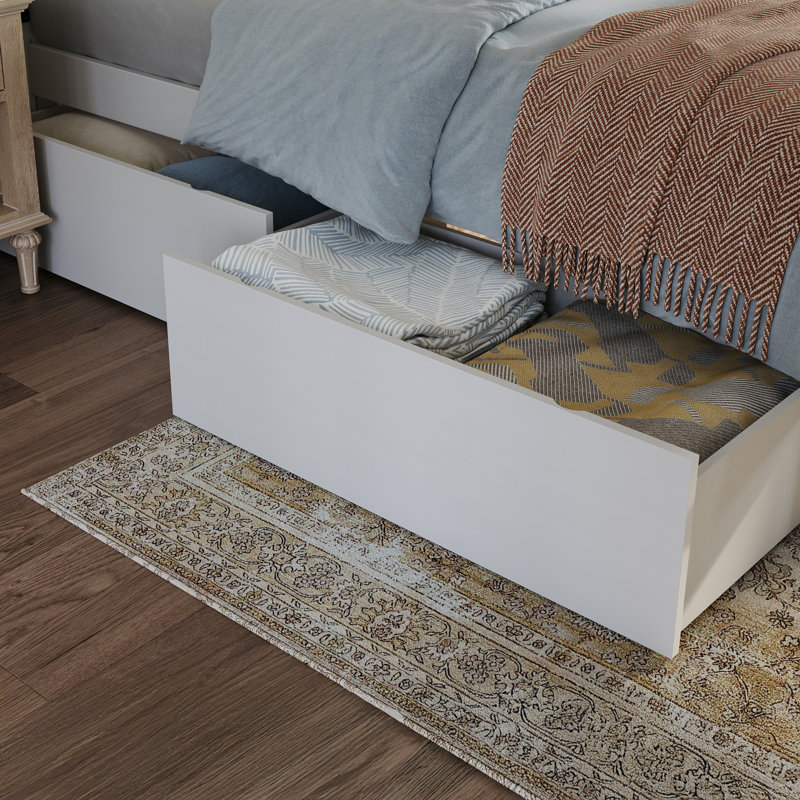 Tiroirs de rangement sous le lit Rasnick, Simple / Double, Blanc