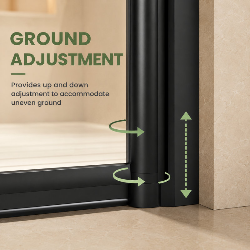 34-35.4" W x 72" H Pivot Shower Door with 1/4" 6mm Tempered Glass, Matte Black, Matte Black