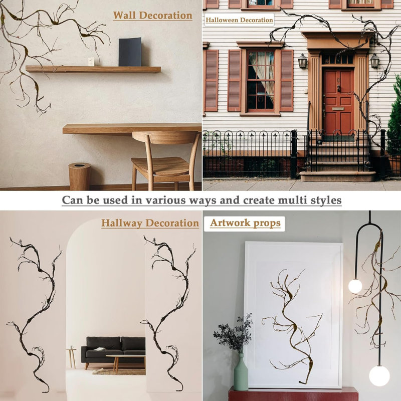 Artificial Bendable Tree Branches Moss Plants Twigs For Decoration Twisted Door