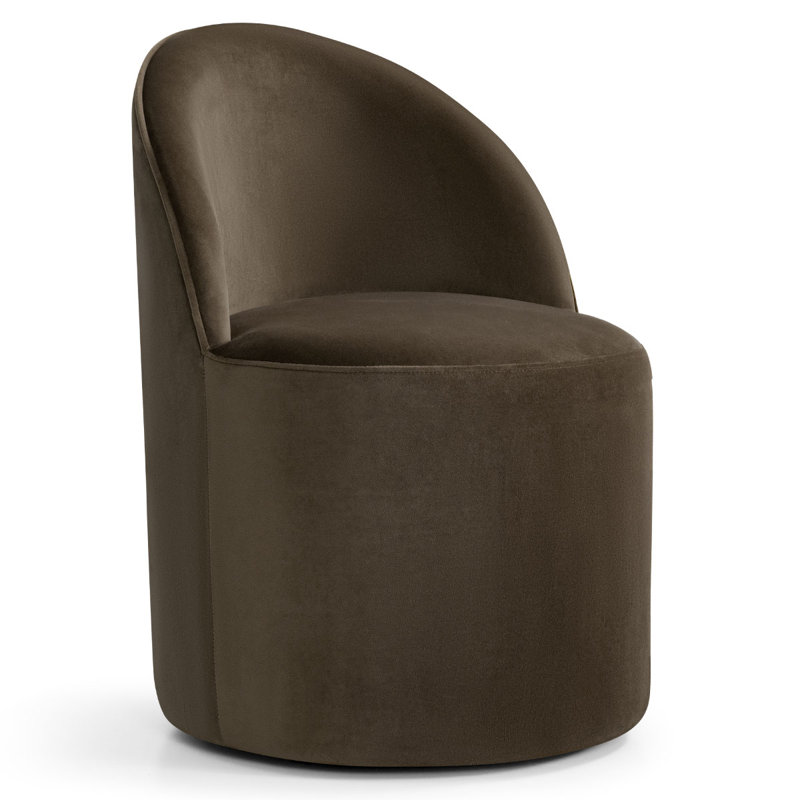 Chaise rembourrée entièrement assemblée en velours avec roulettes dissimulées, Brun