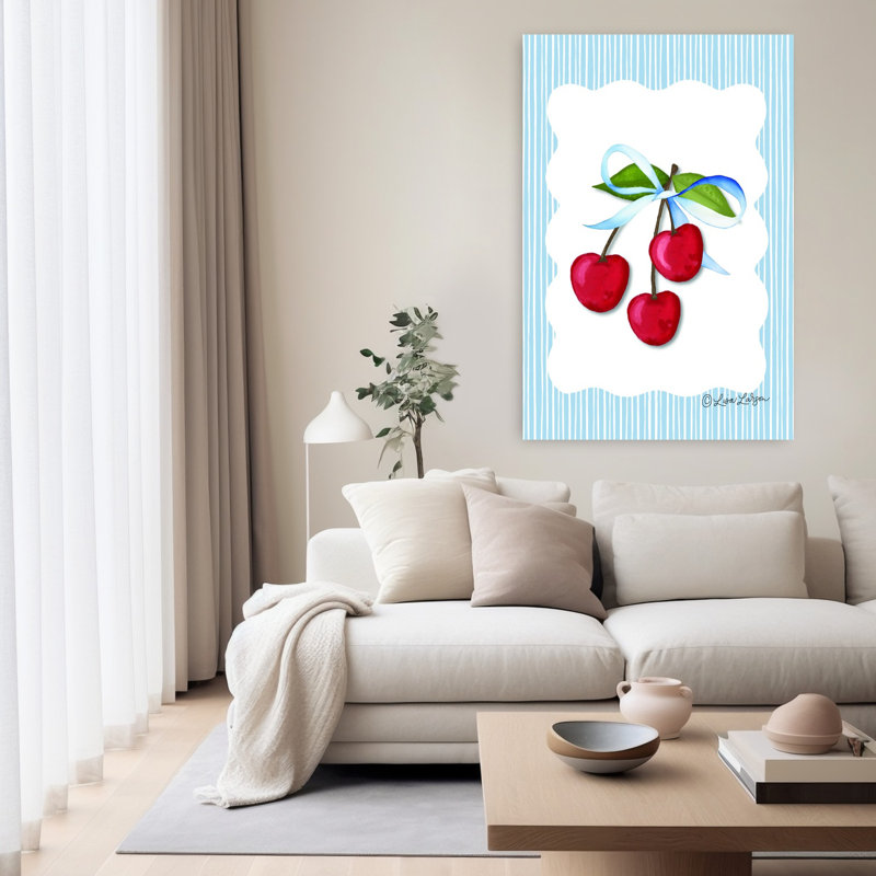 Art mural contemporain fantaisie cerise, H 60 po x l 40 po