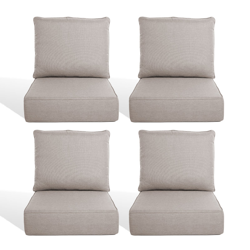 6" Outdoor Cushions For Patio Furniture, 22X24x6 Thick Seat Cushion Set Of 4, Fade Resistant Couch Chair Replacement Cushions High Density Deep Wicker Chair Cushion W/Removable Cover