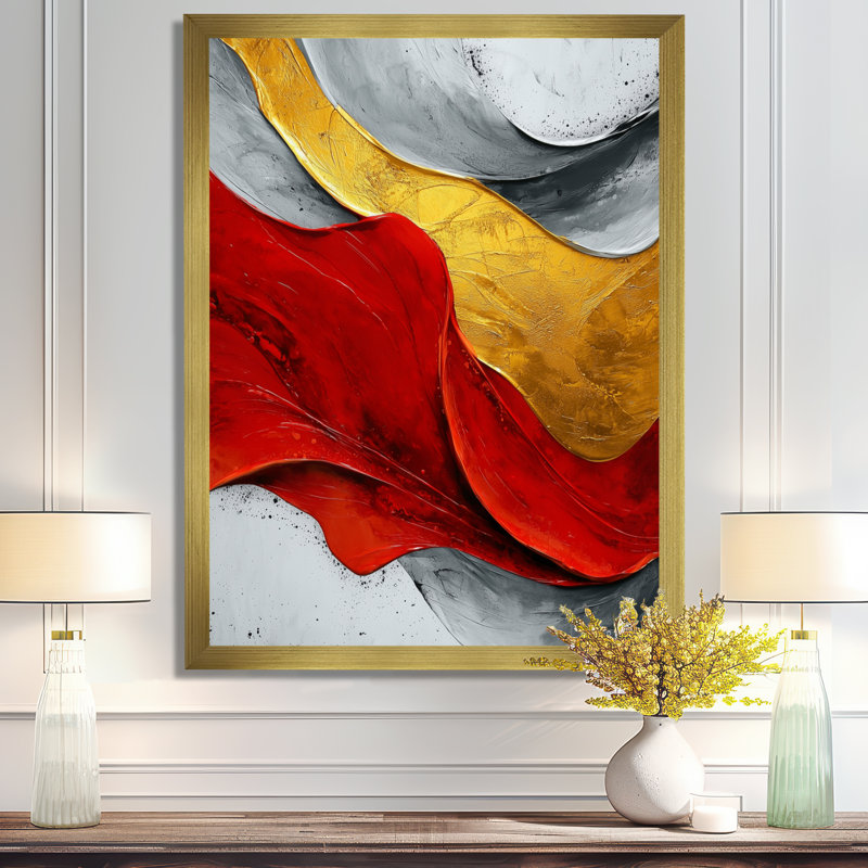 «Tankersley», art mural abstrait sur toile, H 44 po x l 34 po, Doré, Picture Framed