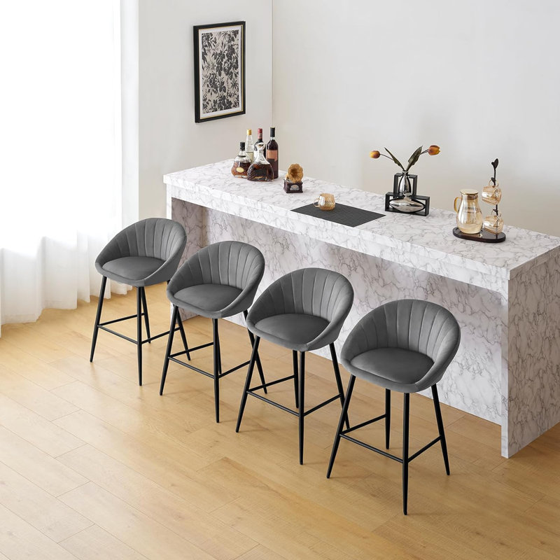 Sydnie Upholstered Counter Stool, Grey/Brown/Blue, 2