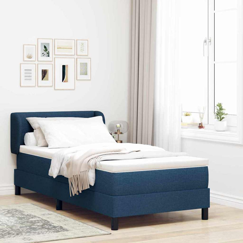 Lit avec sommier tapissier Vidaxl bleu 35,4 po x 74,8 po, Simple, Bleu