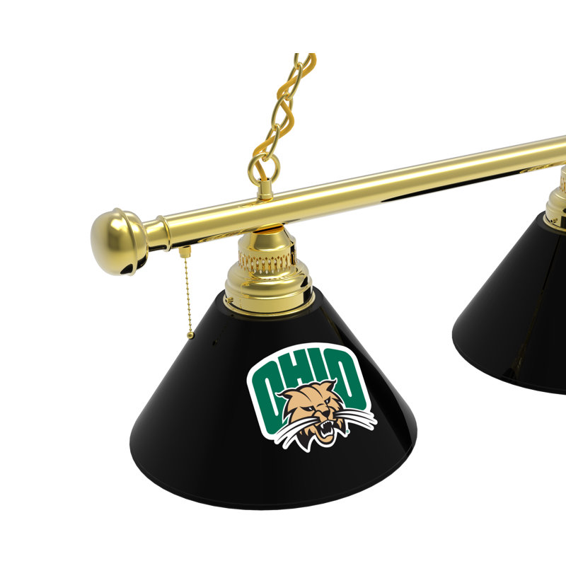 3 - Light Pool Table Lights Pendant, Brass, Ohio Bobcats