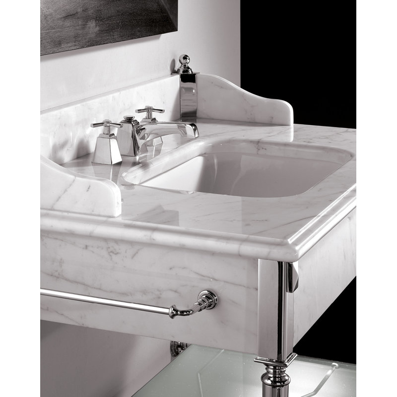 Madison Rectangular Console Bathroom Sink with Overflow, White/Chrome
