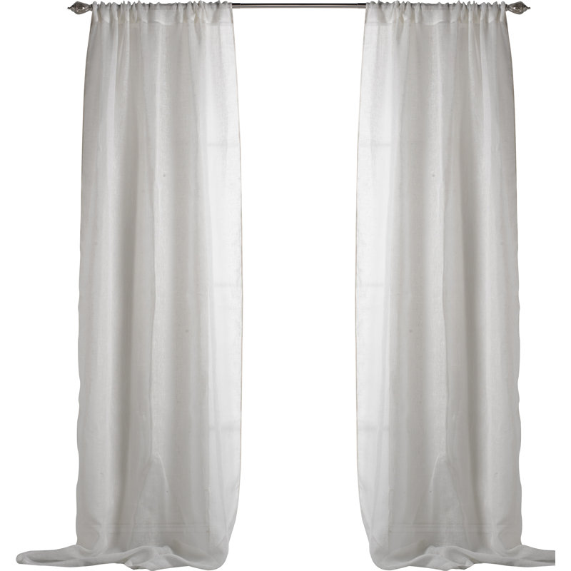 Linen Sheer Curtain Single Panel, Ivory, 54" W x 96" L