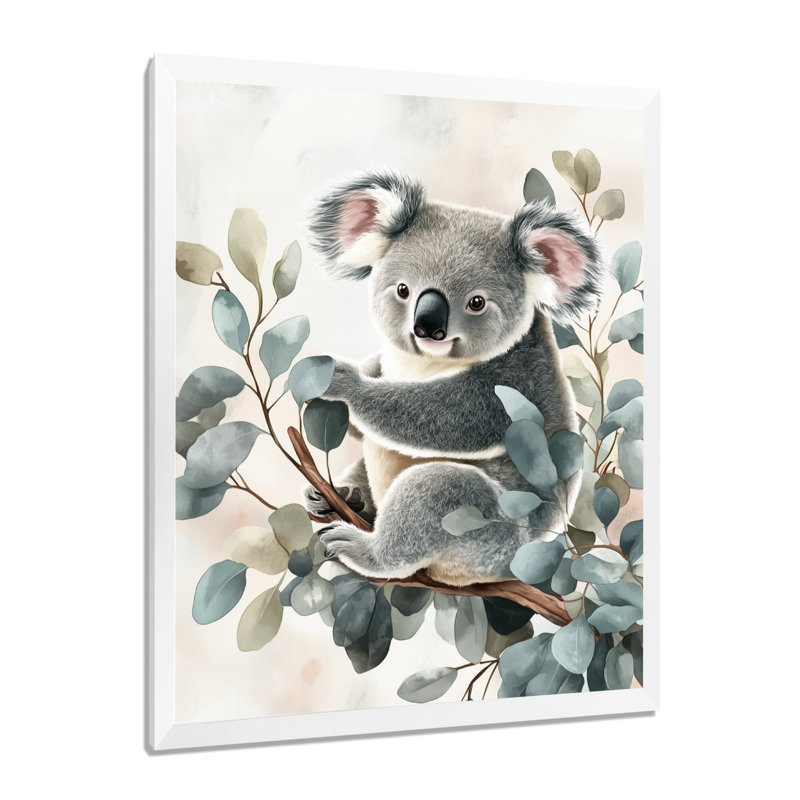 Gris - Tableau encadré d'animal, H 20 po x l 12 po, White Picture Framed