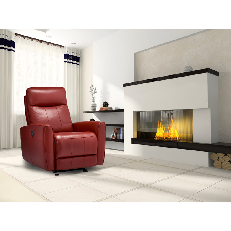 Garver Power Recliner, Red Genuine Leather