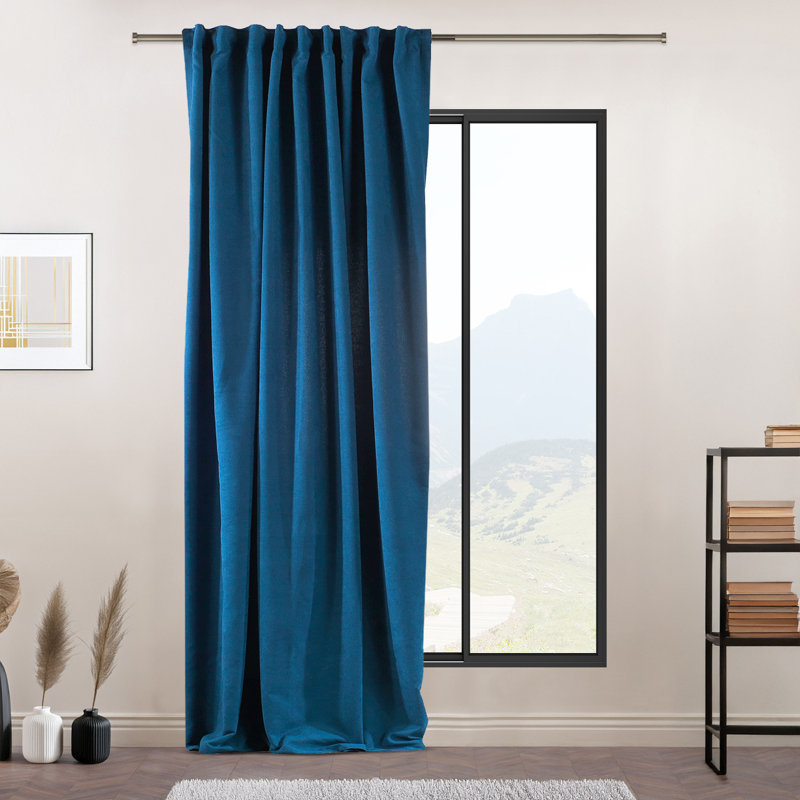 Room Darkening Single Curtain Panel, Blue, 130cm Width x 225cm Drop