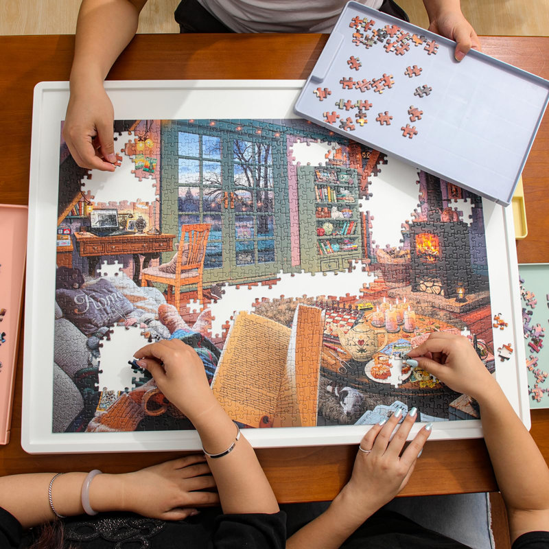 1 000 pièces 1 casse-tête rotatif avec 4 tiroirs colorés et un tapis de protection, une table de casse-tête de 30 po x 22 po - l'accessoire et le cadeau parfait pour les amateurs de casse-tête