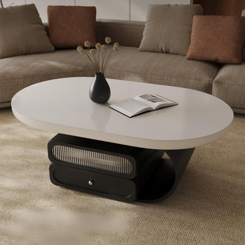 Rock plate oval coffee table, 16.5" H x 51.2" L x 23.6" W
