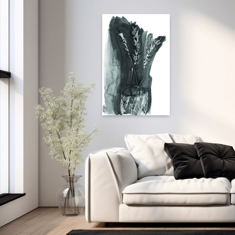 Blé en pot, art contemporain abstrait, H 36 po x l 24 po