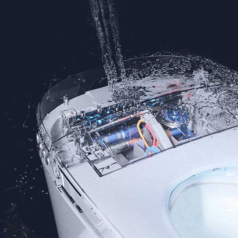 Toilet With Heated Seat - 1/1.28 Dual Flush, Foot Sensor, Night , Structure Smart Without Bidet Seat, Practical Flushing