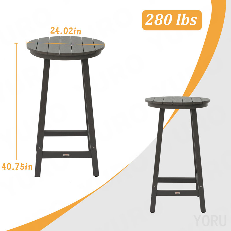 Table de bar de patio, table de bar d'extérieur pour terrasse, piscine (gris)