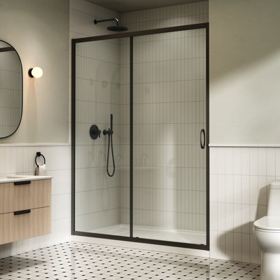 Ensemble de douche en alcôve droit noir mat L 60 po x l 32 po x H 75,59 po Breeze