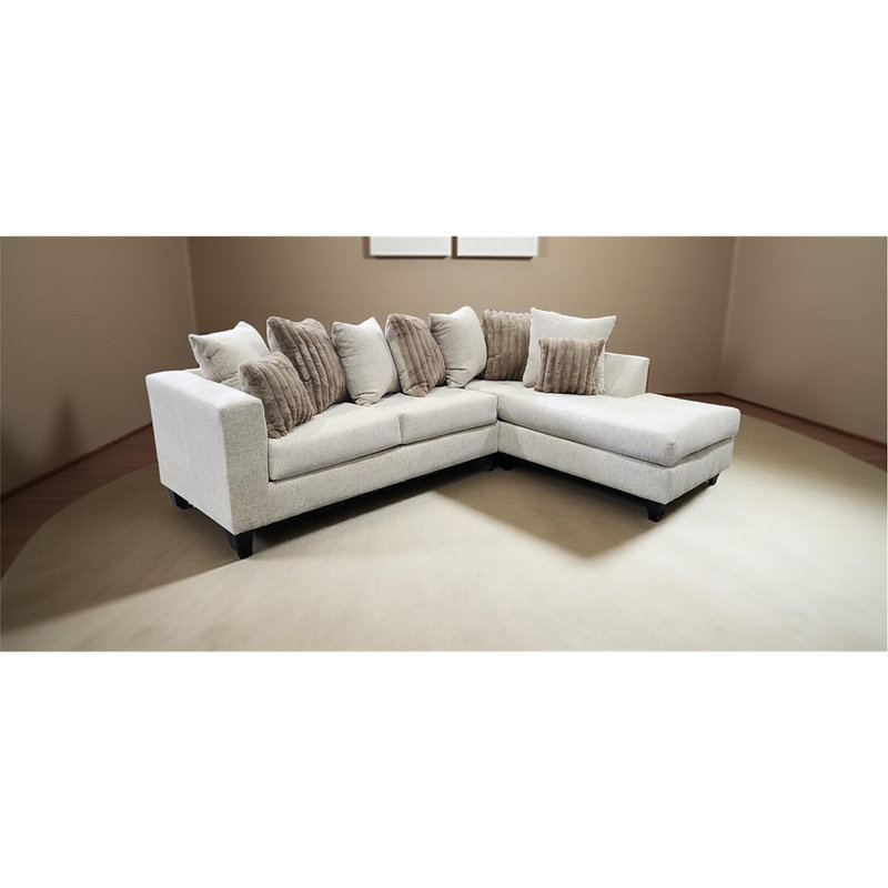 Kora Fabric Sectional, Beige Fabric