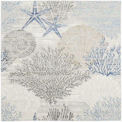 Tapis ivoire / bleu Lilyanna