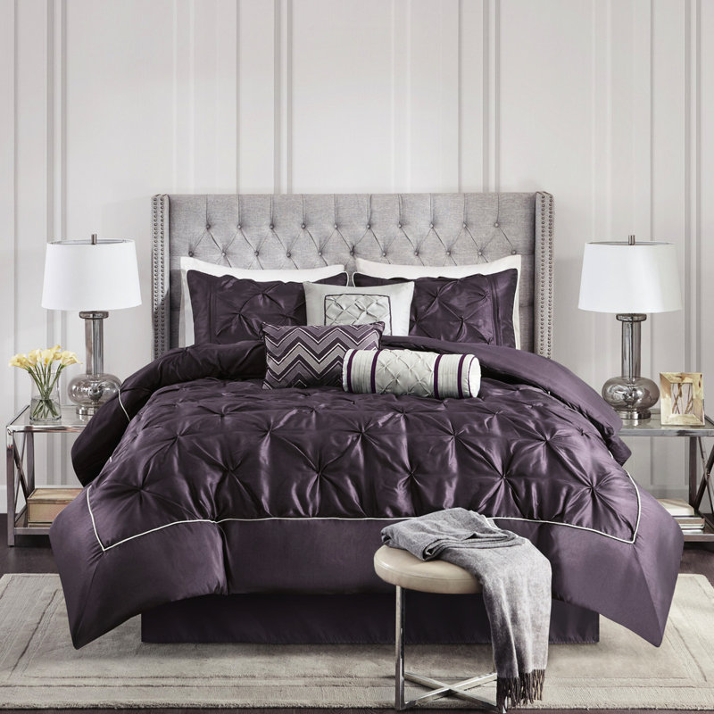 Grande chambre à coucher 7 pièces - Prune, Grand édredon et 6 pièces supplémentaires, Plum