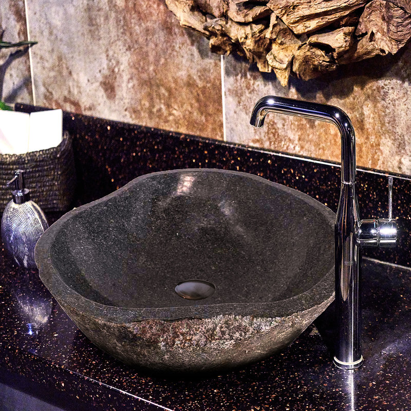 B.o.i 18'' Grey Stone Oval Bathroom Sink