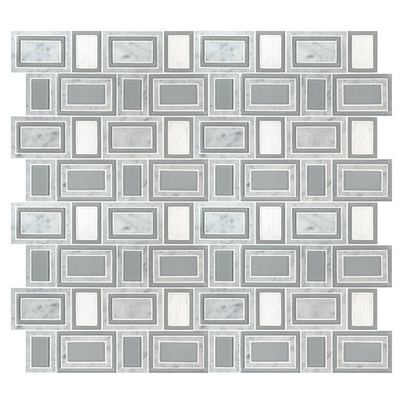 Carrelage mural mosaïque en mélange de verre, de pierre et de métal 11 po x 12 po City Layer