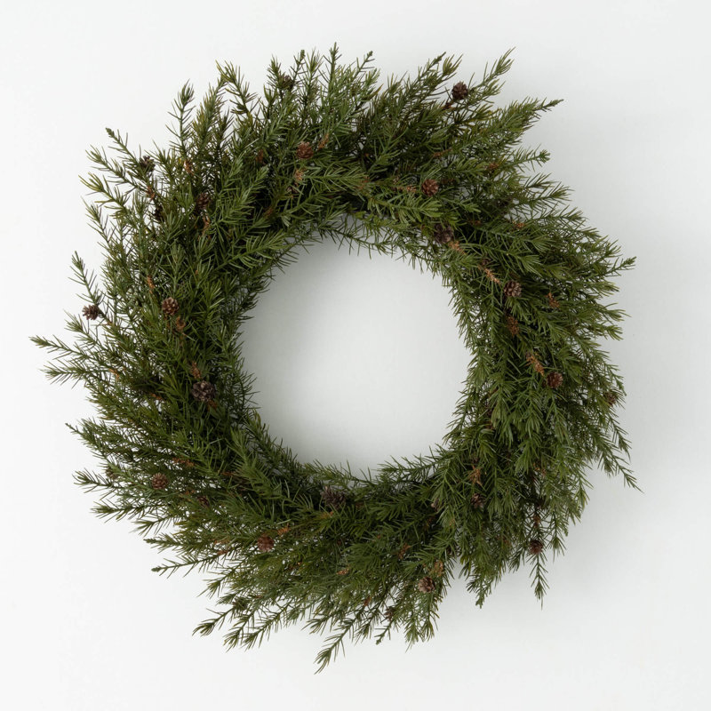 Couronne de Noël artificielle 26,5 po Pinecone, vert
