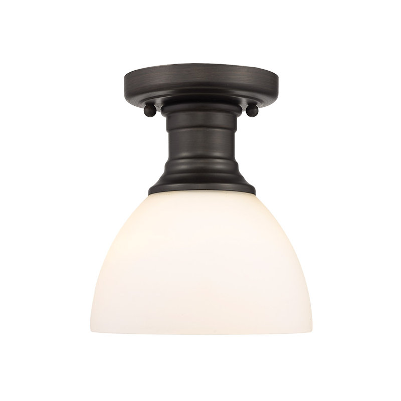 Bales Glass Semi Flush Mount, Opal Glass, Rubbed Bronze