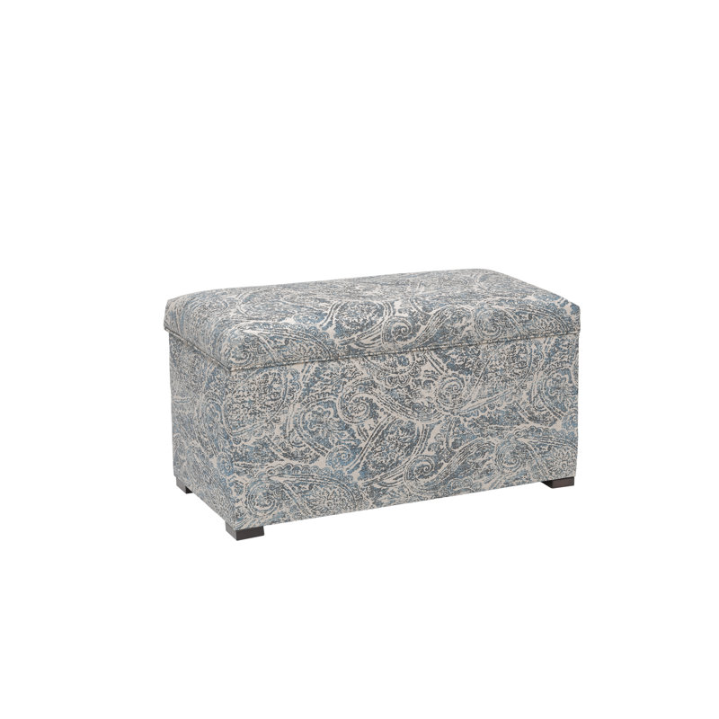 Bagnall Polyester Upholstered Storage Bench, Paisley Blue/Linen