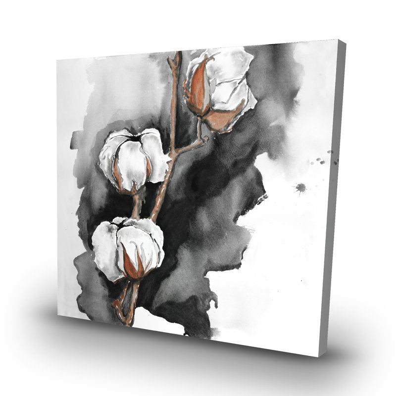 Cotton flowers on a background - 32"x32" art on canvas