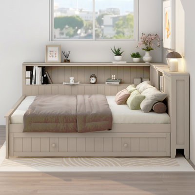 Full Size Wood Daybed With Storage Shelves And Trundle by One Allium Way