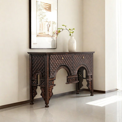 Southeast Asian Hand Carved Art Console Table