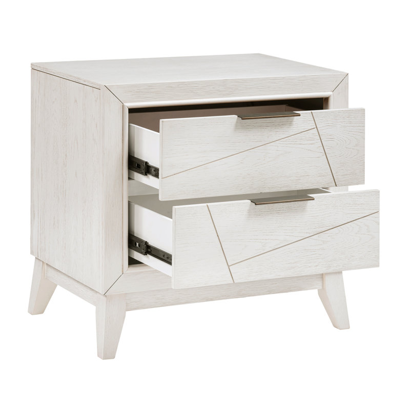 Table de chevet moderne pour chambre à coucher en blanc antique - Design attrayant pour un style géométrique audacieux