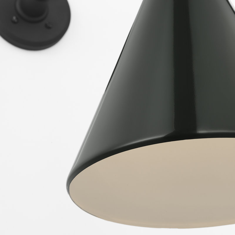 Thomas O'Brien, "Academy 20" Rex Barn Light in Matte Black with 12.5" Soft Copper Conical Savannah Shade, Green