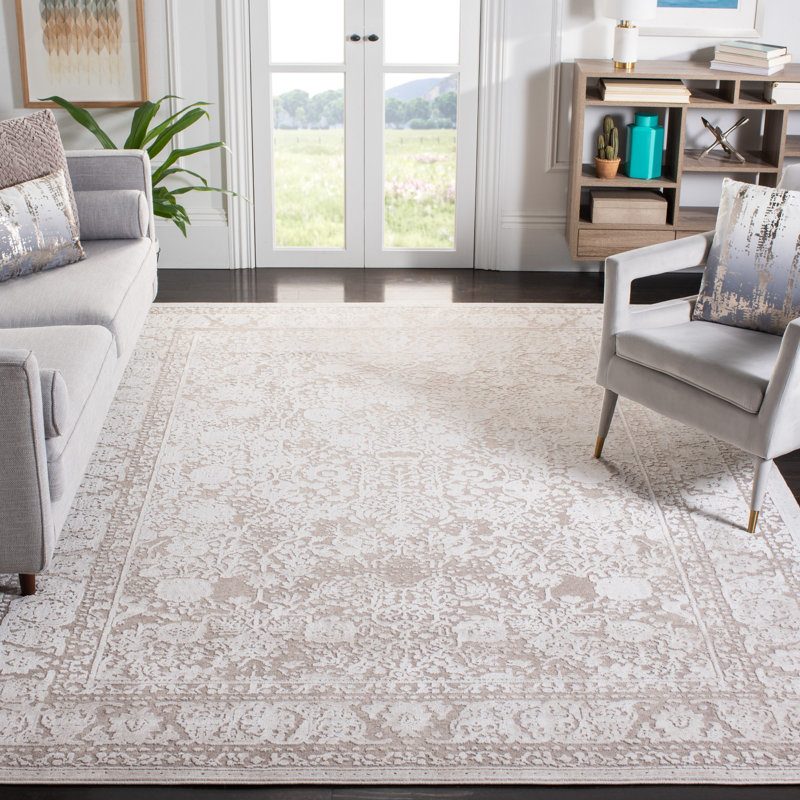 Tapis oriental beige / crème Calidi, Rectangle de 6 pi x 9 pi