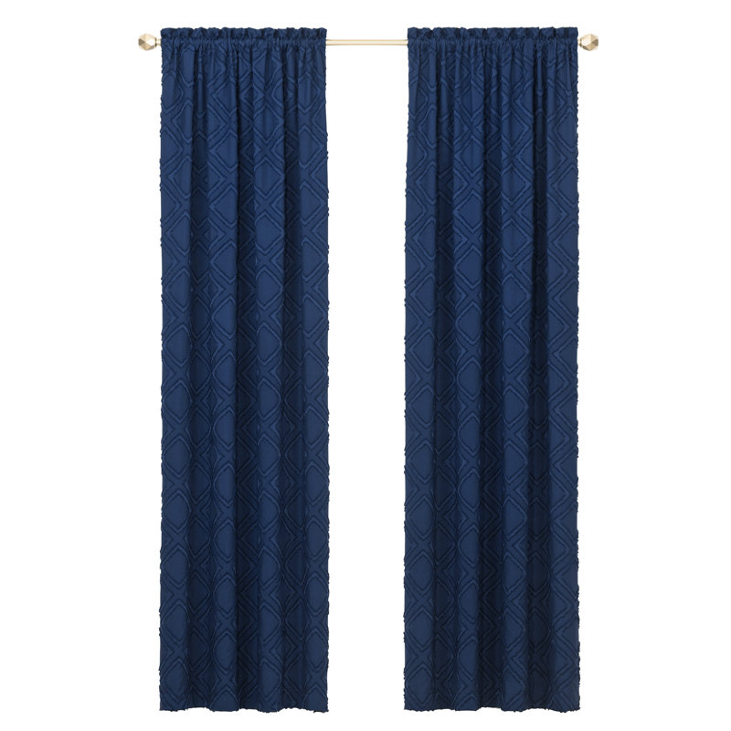 Panneau de rideau simple semi-diaphane avec passe-tringle Blake, Marine, L 42 po x L 84 po