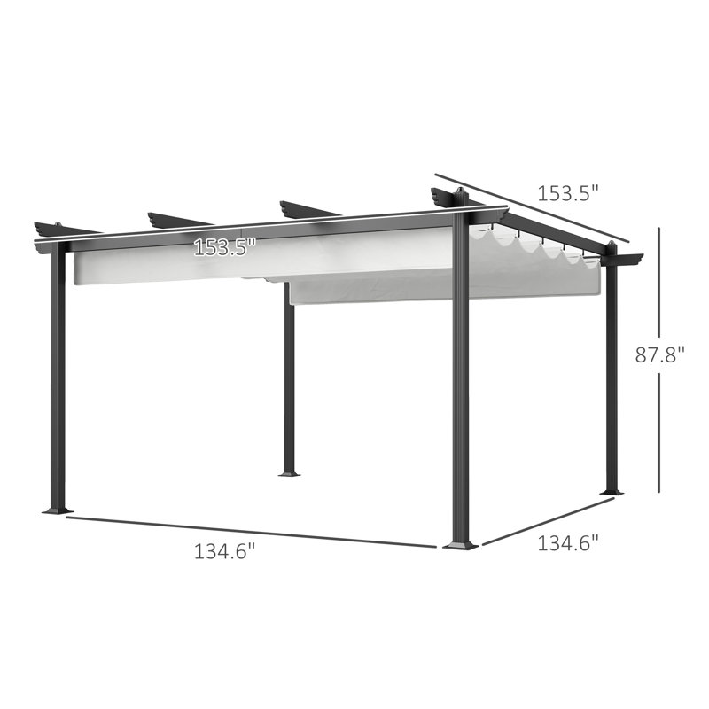 13' x 13' Retractable Pergola Canopy with Stronger Aluminum Frame, Outdoor Pergola Sun Shade Shelter for Garden, Patio, Backyard, Deck
