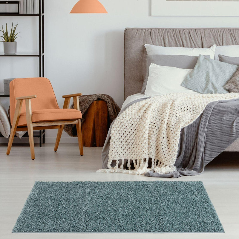 Myshaggy Collection Rugs Solid Design in Duck egg blue, Rectangle 60 x 110 cm