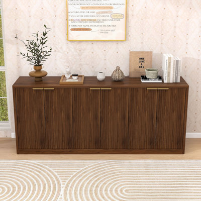 Stylish Wave Design Sideboard Buffet Cabinet with 6-Door Storage and Durable Construction