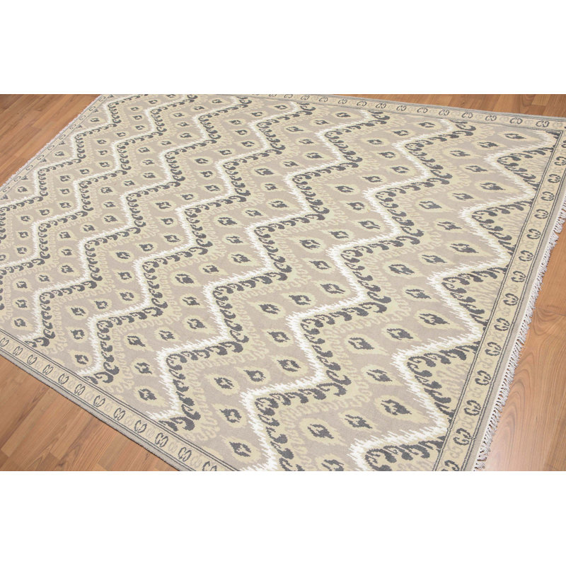 Tapis de zone en laine 6 pi x 9 pi noué la à la main one-of-kind Hillam