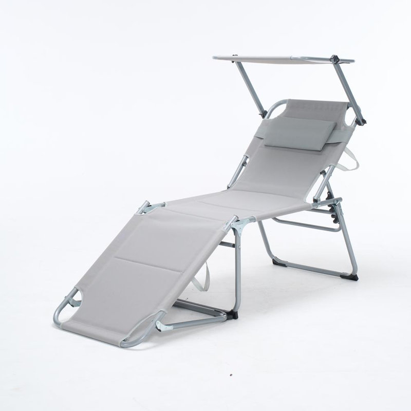 Folding Lounge Chair with Canopy 2 Pcs