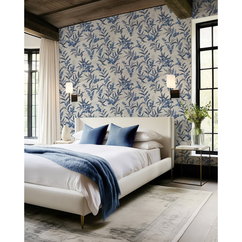 Olivia  Floral Wallpaper, Blue