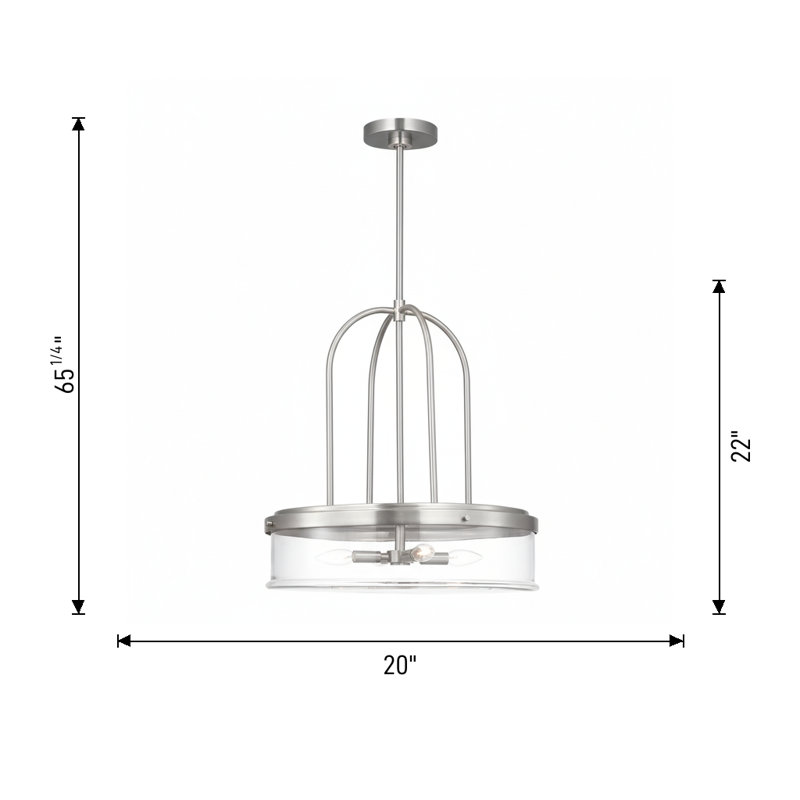 Anders 4 Light Dining Room Pendant In Brushed Nickel Finish With Clear Shade, Brushed Nickel